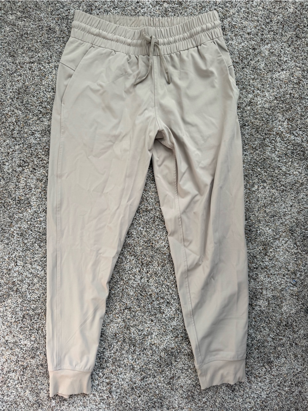 Women's Light Beige Drawstring Joggers with Elastic Waist